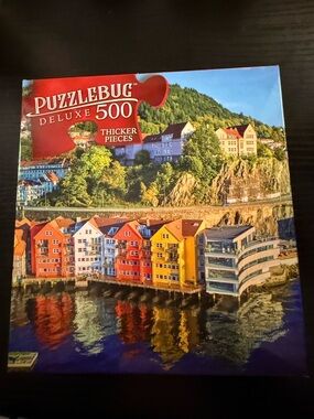 PuzzleBug Deluxe 500-Piece Jigsaw Puzzle – Colorful Coastal Rowhouses
